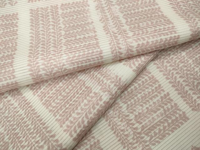 平和屋着物＊夏物　小紋　絽　市松草葉文　洗える着物　CAAT4327ut