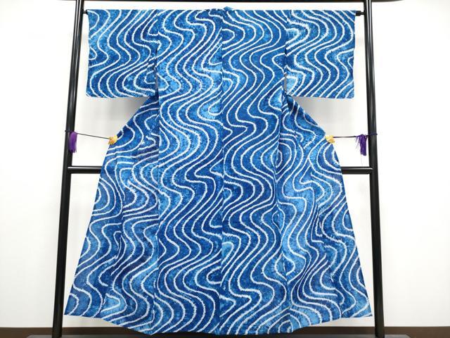 平和屋着物■極上　夏物　浴衣　有松鳴海絞り　流水文　綿　逸品　未使用　CYAA3249s5