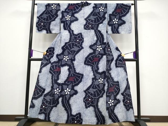 平和屋着物■極上　夏物　浴衣　有松鳴海絞り　桧扇花文　綿　逸品　CYAA3250s5