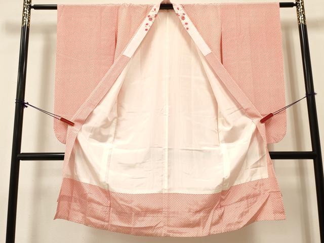 平和屋着物[]女の子　子供　長襦袢　無双仕立て　鹿の子文様　半衿刺繍　洗える着物　DABC5253ma