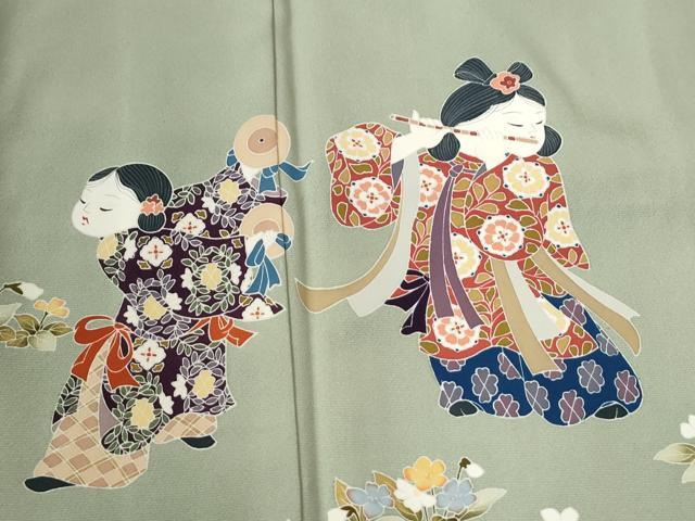 平和屋の平和屋着物●豪華色留袖　友禅　作家物　人物鳳凰花唐草文　正絹　逸品　未使用　CABB4310yc｜アングル3