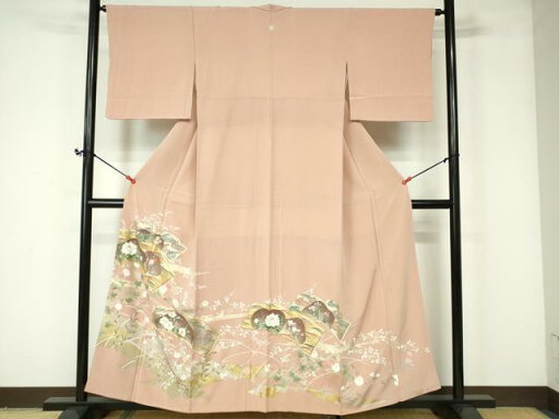 平和屋着物■豪華色留袖 駒刺繍 冊子草花文 金彩 正絹 逸品 DAAQ5105cm 平和屋着物■豪華色留袖 駒刺繍 冊子草花文 金彩 正絹 逸品 DAAQ5105cm