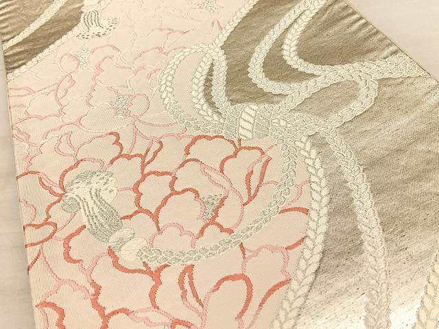 平和屋の平和屋着物◎六通柄袋帯 唐織 結紐牡丹文 銀糸 正絹 逸品 BAAW7175qw｜アングル2