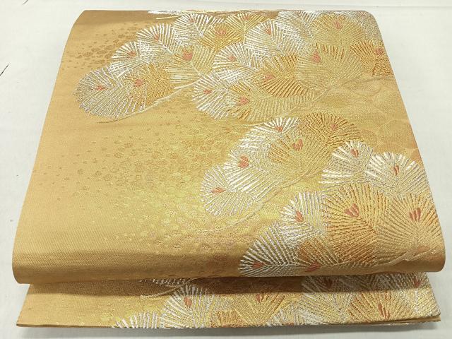 平和屋着物◎六通柄袋帯　松葉文　金銀糸　正絹　逸品　CAAR1730nb