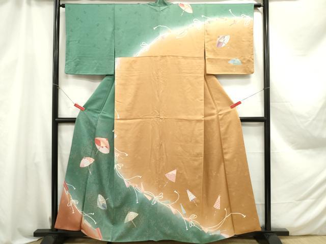 平和屋着物■訪問着 唐傘 籬亀甲文 暈し染め 金彩 正絹 逸品 DAAZ3318ob