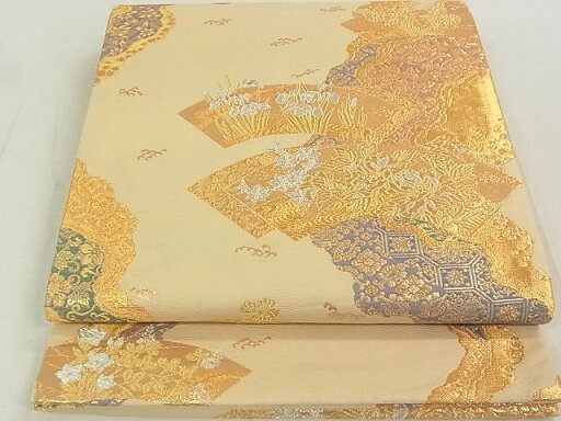 平和屋着物◎六通柄袋帯 地紙花文 金銀糸 逸品 DAAG0331ox 平和屋着物◎六通柄袋帯 地紙花文 金銀糸 逸品 DAAG0331ox