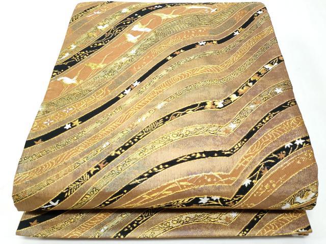 平和屋着物◎六通柄袋帯 唐織 飛鶴吉祥花文 金糸 正絹 逸品 CABA7725fb