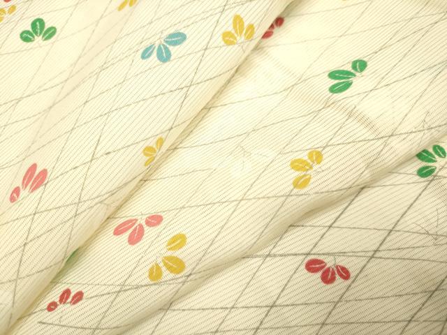 平和屋着物＊夏物　小紋　絽　草葉文　正絹　逸品　DAAT4007du