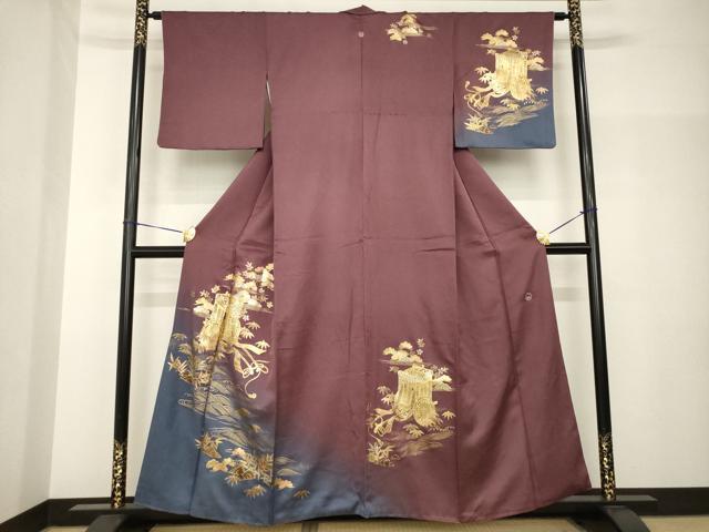 平和屋着物●TOKI志すい キモノモードオリジナルブランド　訪問着　御所車花文　暈し染め　金彩　金通し地　正絹　逸品　AABH7092ck