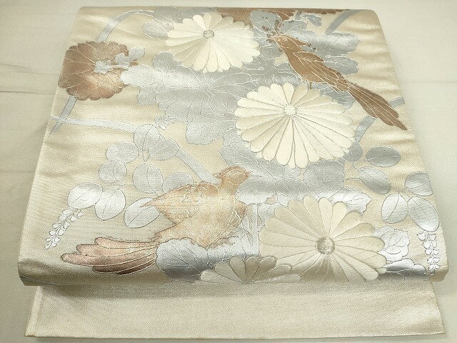 平和屋着物◎六通太鼓柄袋帯　駒刺繍　鳳凰花文　金銀彩　引箔　逸品　DAAJ2656mz