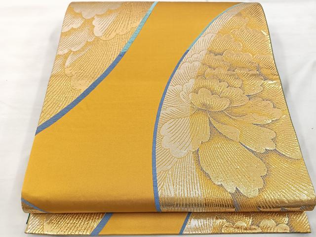 平和屋着物◎六通柄袋帯　草花文　金糸　正絹　逸品　BAAT9535mz