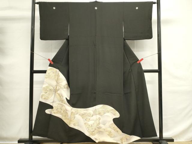 Rakuten - 平和屋着物■豪華黒留袖　駒刺繍　荒波文　銀彩　正絹　逸品　DABG6933cd