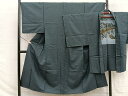 平和屋着物■男性 お召し アンサンブル 亀甲文様 羽裏:富士山 正絹 逸品 BAAS6676me