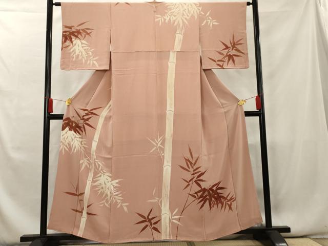 平和屋着物■訪問着　ろうけつ染め　手描き　笹竹文　金彩　正絹　逸品　AAAX9207cs(4)