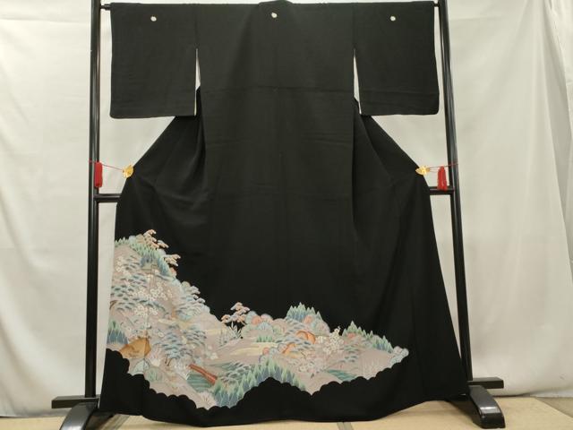 平和屋着物■豪華黒留袖 渡橋風景文 金彩 正絹 逸品 AAAX9210cs