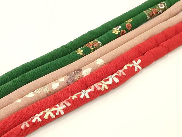 平和屋着物●和装小物　上質な帯締め3本セット　丸ぐけ　刺繍　雪輪　ラインストーン　金糸　撚り房　逸品　AABD4171ay
