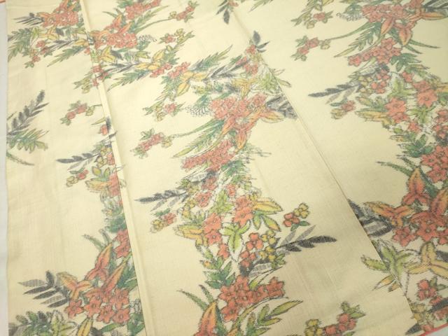 平和屋着物■上質な紬　草花文　正絹　逸品　DAAX5150cd
