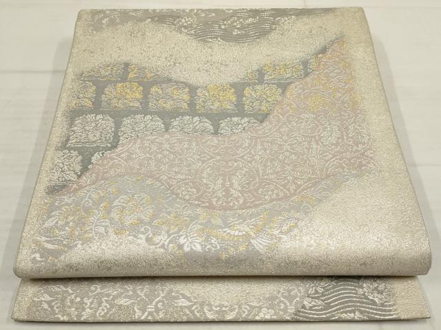 平和屋着物▼六通柄袋帯　道長名物裂文　箔鳳綴　金銀糸　正絹　逸品　AABB9784wj