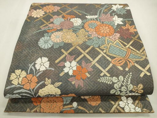 平和屋着物◎佐賀錦 六通柄袋帯 唐織 花籬文 金糸 正絹 逸品 CAAS4056qe 平和屋着物◎佐賀錦 六通柄袋帯 唐織 花籬文 金糸 正絹 逸品 CAAS4056qe