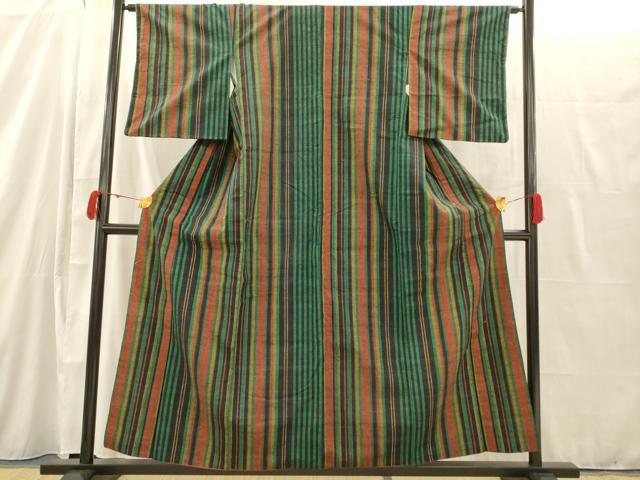 平和屋着物■上質な紬 縞 正絹 逸品 AAAR6024fy