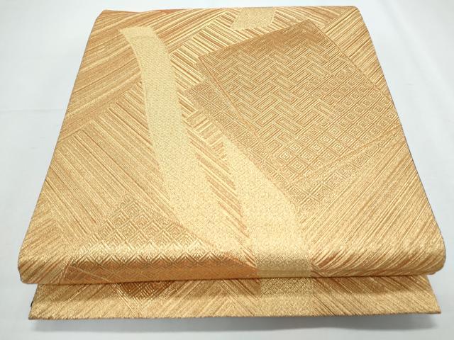 平和屋着物◎全通柄袋帯　色紙重ね文　金糸　正絹　逸品　CABF7968th