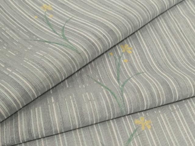 Kimono - 平和屋着物＊夏物　小紋　紗　草花文　西武百貨店扱い　洗える着物　AABE2620jd