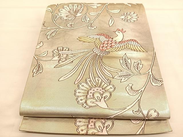 平和屋着物◎六通柄袋帯　唐織　鳳祥唐花文　金糸　正絹　逸品　BAAU1479hv