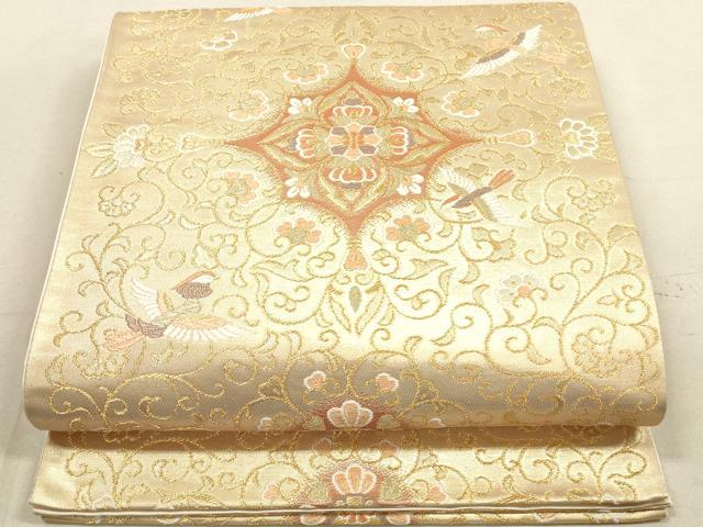 平和屋着物◎六通柄袋帯　唐織　鴛鴦花文　金糸　鈴乃屋扱い　正絹　逸品　DAAX2322xg