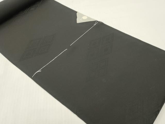平和屋の平和屋着物▼羽織・コート 黒生地 反物 羽尺 菱地紋 逸品 未使用 DABG7470zy｜アングル2