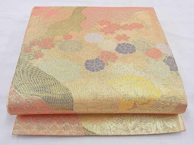 平和屋着物◎佐賀錦 六通柄袋帯 道長花文 金糸 逸品 BAAG6555xa