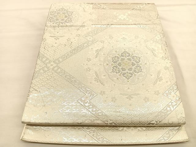 平和屋着物◎六通柄袋帯　唐織　松皮菱宝相華　金銀糸　正絹　逸品　BAAU1484hv