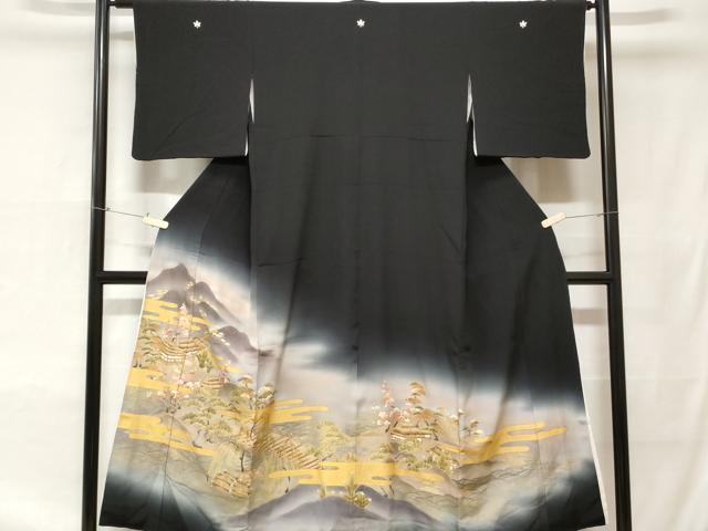 平和屋着物■豪華黒留袖 御所解文 暈し染め 金彩 正絹 逸品 CAAV2575ev