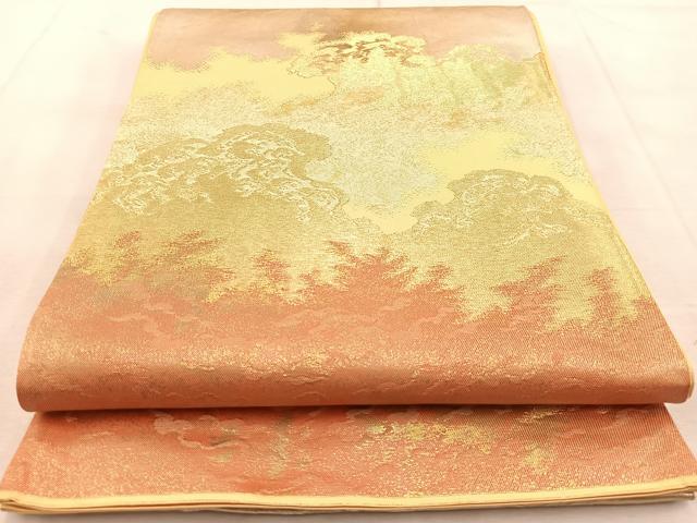 Other - 平和屋着物◎六通柄袋帯　立波文　金銀糸　引箔　正絹　逸品　BAAU9142yc
