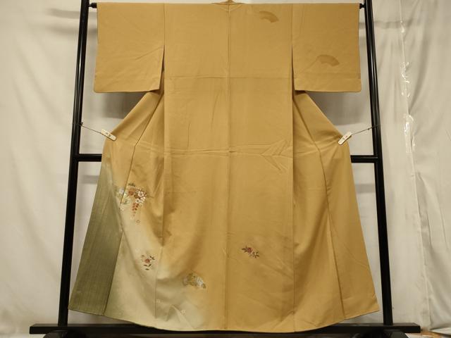 Kimono - 平和屋着物■訪問着　刺繍　地紙草花文　金彩　正絹　逸品　CABA3171in