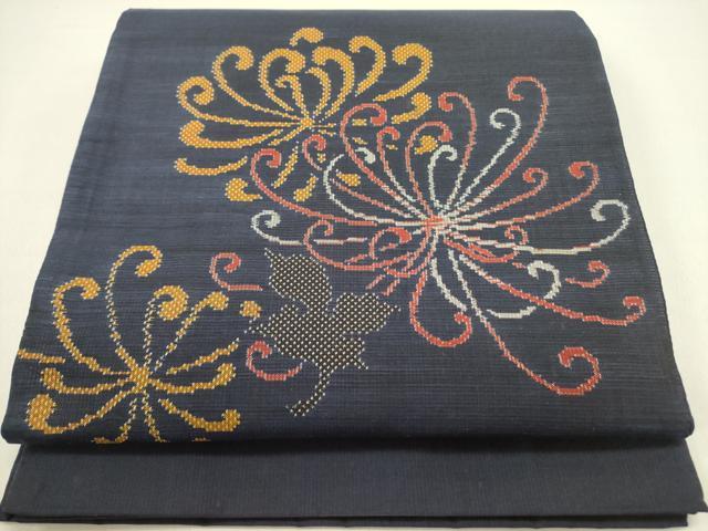 平和屋着物●太鼓柄袋帯 本場大島紬地 7マルキ 総絣 乱菊 正絹 逸品 DAAY2633op