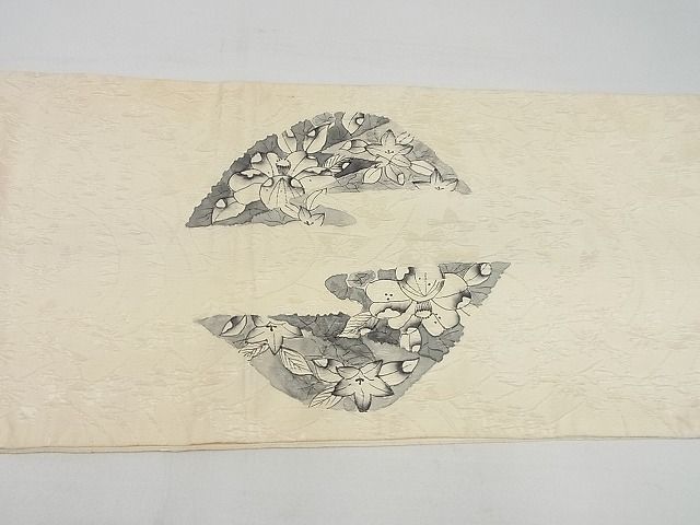 平和屋着物◎太鼓柄袋帯　ふくれ織　辻が花　正絹　逸品　AAAH2367Aex