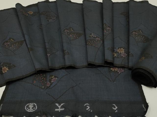 平和屋着物▼紬　反物　着尺　舞蝶文　花　正絹　逸品　未使用　AABC2731ay