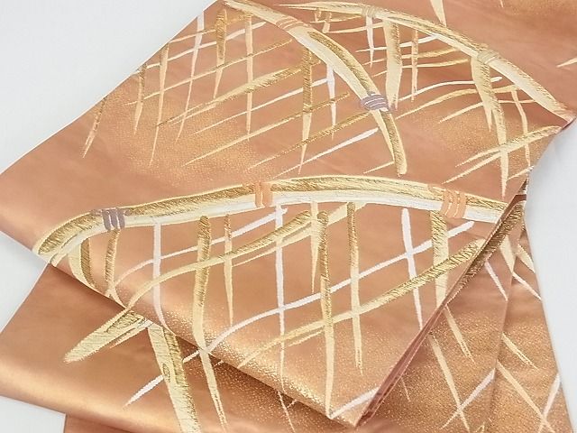 平和屋着物■六通柄袋帯 唐織 籬文 金糸 逸品 rt2642