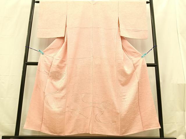 平和屋着物■付下げ 色無地 スワトウ刺繍 地紙花地紋 虹色 正絹 逸品 BAAR8238by