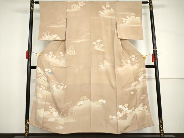 平和屋着物●アンティーク　大正ロマン　訪問着　松竹梅文　正絹　逸品　AABH8981cs