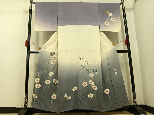 平和屋着物●世界的人形師　辻村寿三郎　ジュサブロー　訪問着　花蝶文　暈し染め　正絹　逸品　AABI8490ph