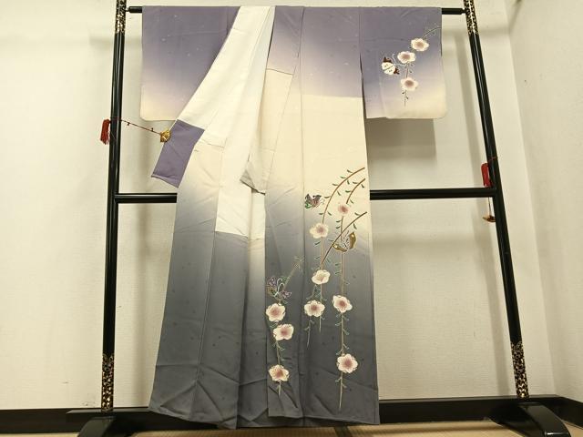 平和屋の平和屋着物●世界的人形師　辻村寿三郎　ジュサブロー　訪問着　花蝶文　暈し染め　正絹　逸品　AABI8490ph｜アングル2