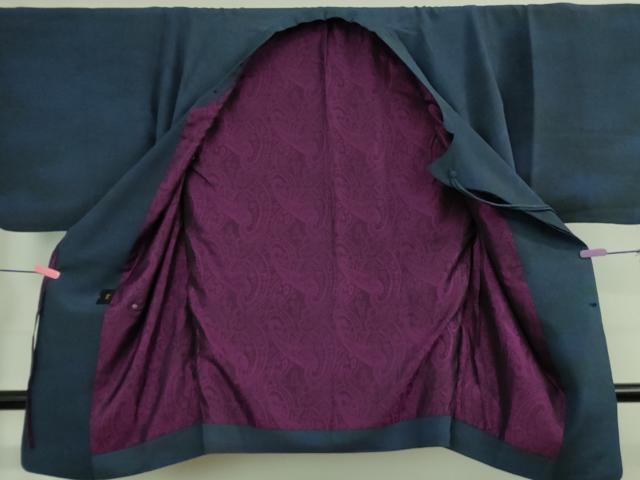 平和屋着物■極上　コート作家　三本賢　和装コート　ロング丈　暈し染め　鬼しぼ縮緬　逸品　DZAB0843kh5