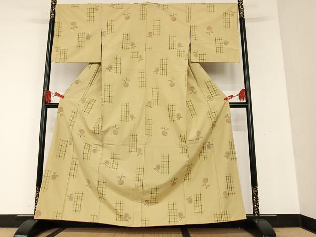 平和屋着物■上質な紬　成り物　柿　正絹　逸品　AAAT0459zg