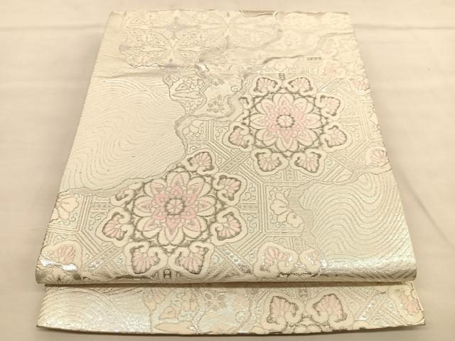 平和屋着物◎六通柄袋帯　唐織　道長宝相華　プラチナ箔　純銀二重織　正絹　逸品　BAAU1488hv