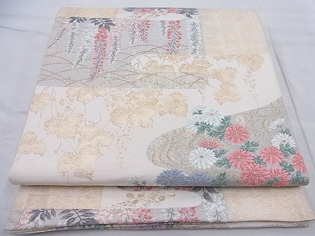 平和屋着物◎六通柄袋帯　唐織　光悦匠模様　金糸　逸品　BAAH4143ea