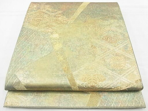 平和屋着物◎六通柄袋帯 色紙重ね花文 金糸 引箔 逸品 BAAG3188kj 平和屋着物◎六通柄袋帯 色紙重ね花文 金糸 引箔 逸品 BAAG3188kj