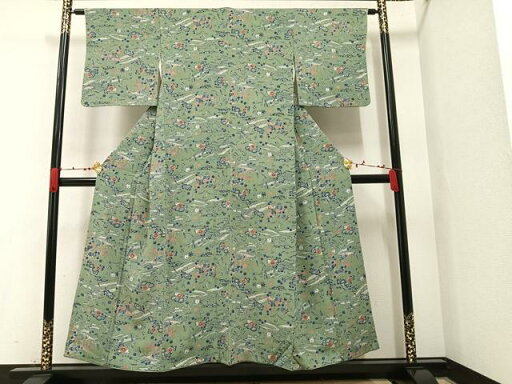 平和屋着物■上質な小紋 型染め 草花文 鬼しぼ縮緬 正絹 逸品 AAAW7484ph 平和屋着物■上質な小紋 型染め 草花文 鬼しぼ縮緬 正絹 逸品 AAAW7484ph
