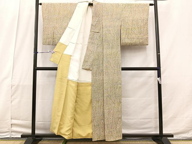 平和屋着物■上質な小紋　枝垂れ花文　鬼しぼ縮緬　正絹　逸品　BAAQ8391bs