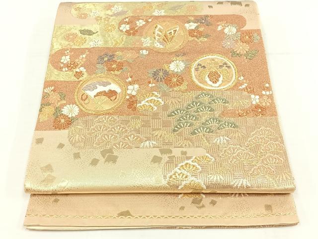 平和屋着物◎六通柄袋帯　唐織　霞吉祥文　金糸　正絹　逸品　AAAO4803jh